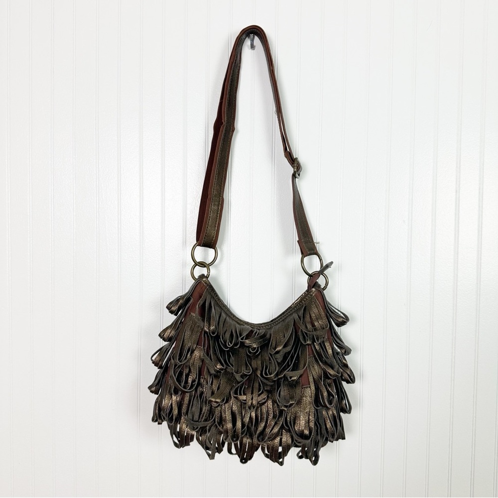 VINTAGE LEATHER FRINGE CROSSBODY‎ SHOULDER BAG - Picture 4 of 15